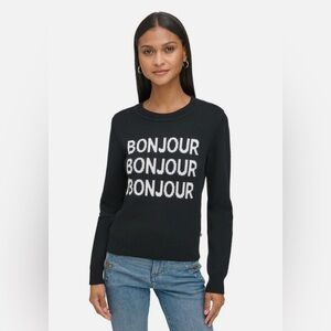 Karl Lagerfeld Paris Women's Bonjour Sweater (Black/Soft White)